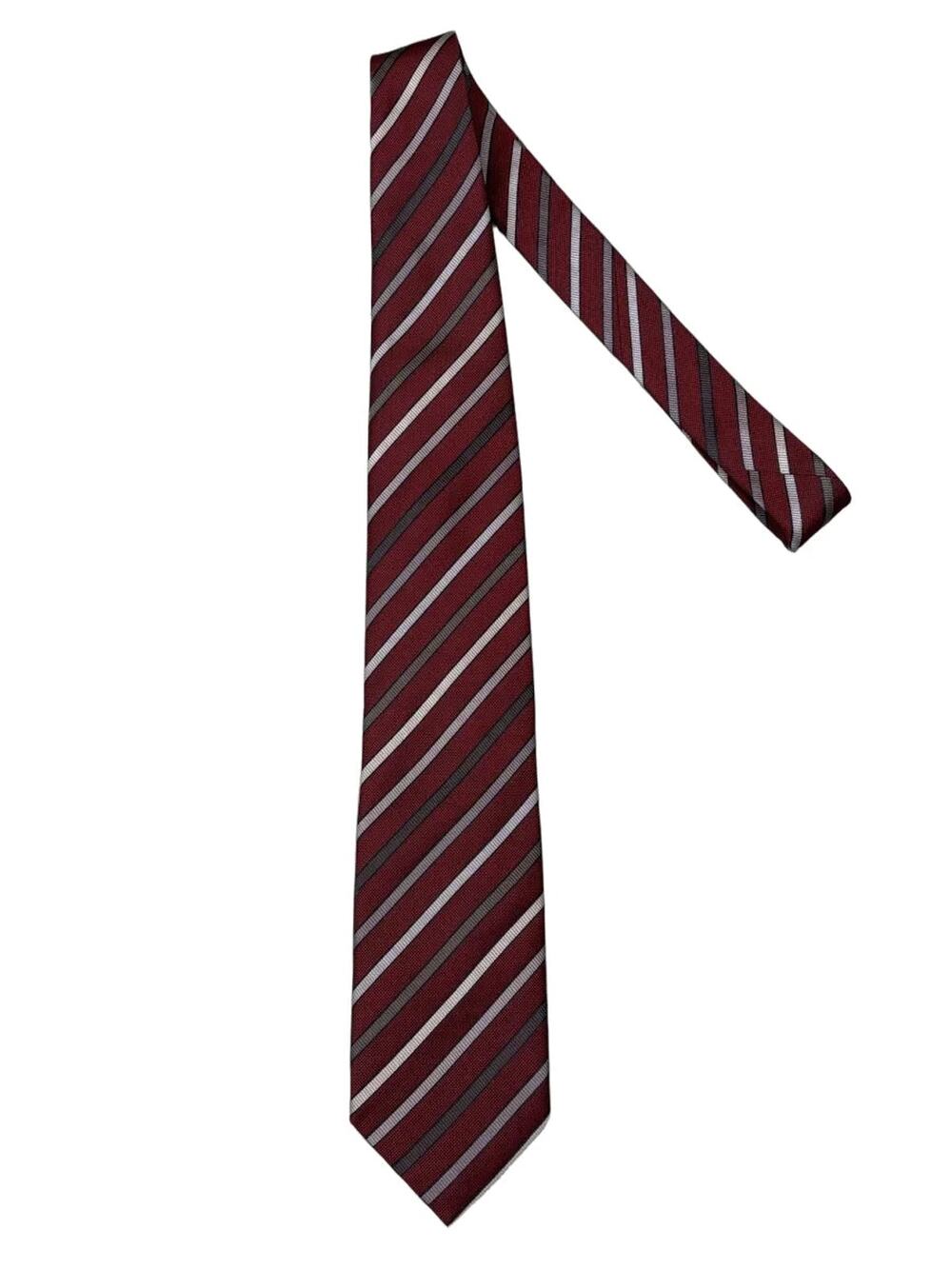 David Saddler Burgundy Diagonal Stripe Silk Tie